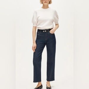 NWT J. Crew Scallop-Trim Slim-Wide Jean Rinse Wash Size 27 $168